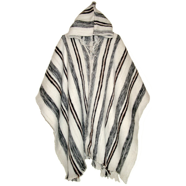 Poncho Huayna mit Kapuze - Schafwolle