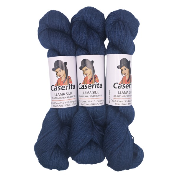 Marineblau – Baby Lama & Seide – 50 g / 200 m
