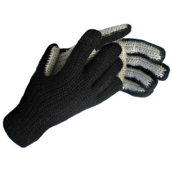 Gehäkelte zweifarbige Handschuhe - Reine Alpakawolle